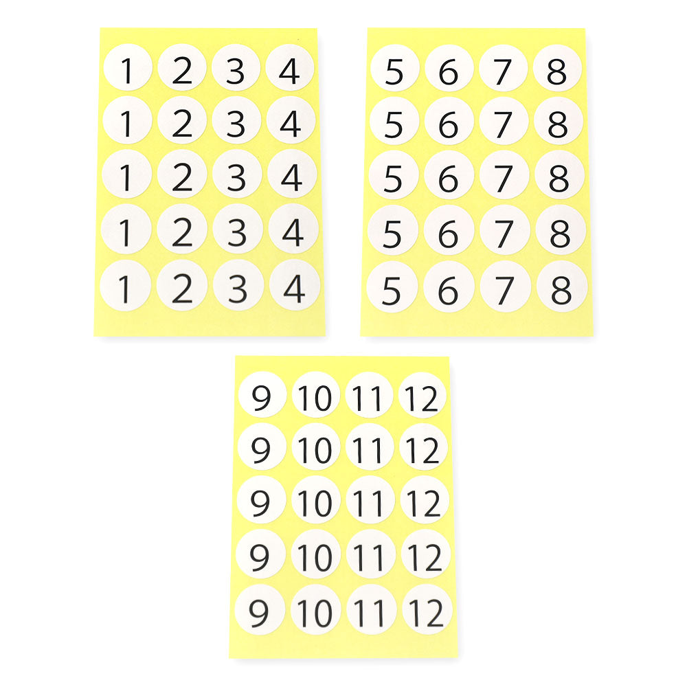 ぺタポン知育・丸シール　数字1～12（時計と月）